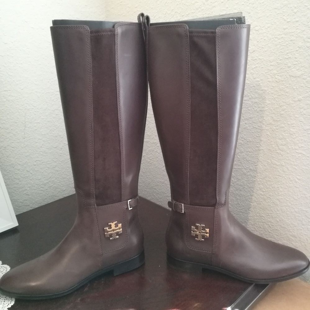 New in box Tory Burch Wyatt Boots brown sz 8 leath